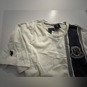 *NWT U.S.P.A. Short Sleeve White Tee with Vertical Accent Stripe - Men’s Size L